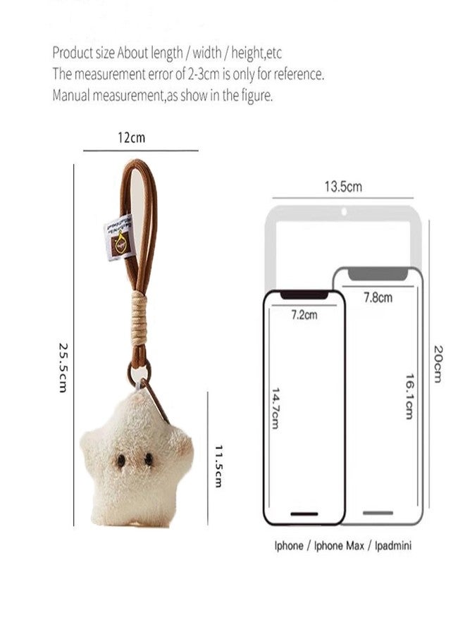 vrawas Plush Keychain for Women, Cute Keychain Squeaky Bag Charms, Star Shaped Purse Charms for Handbags,Kawaii Cute Stuff Gift for Teens & Girls(White) - Image 2